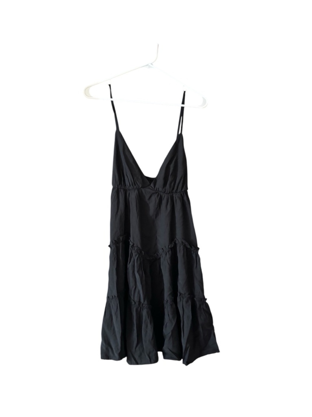 Source Unknown Black Spaghetti-Strap Tiered Mini Dress